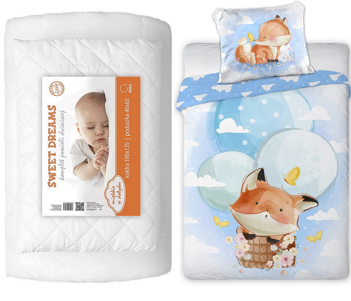 Komplet do łóżeczka kołdra pościel podusia 100x135 LISEK