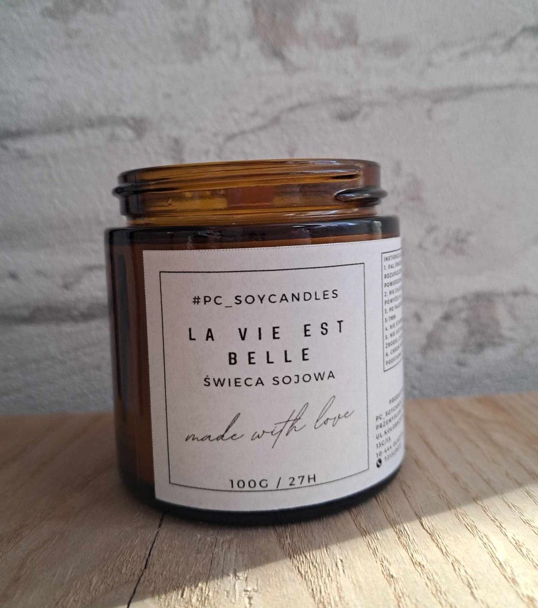 Świeca Sojowa Zapachowa La Vie Est Belle 120ml 27h Drewniany Knot