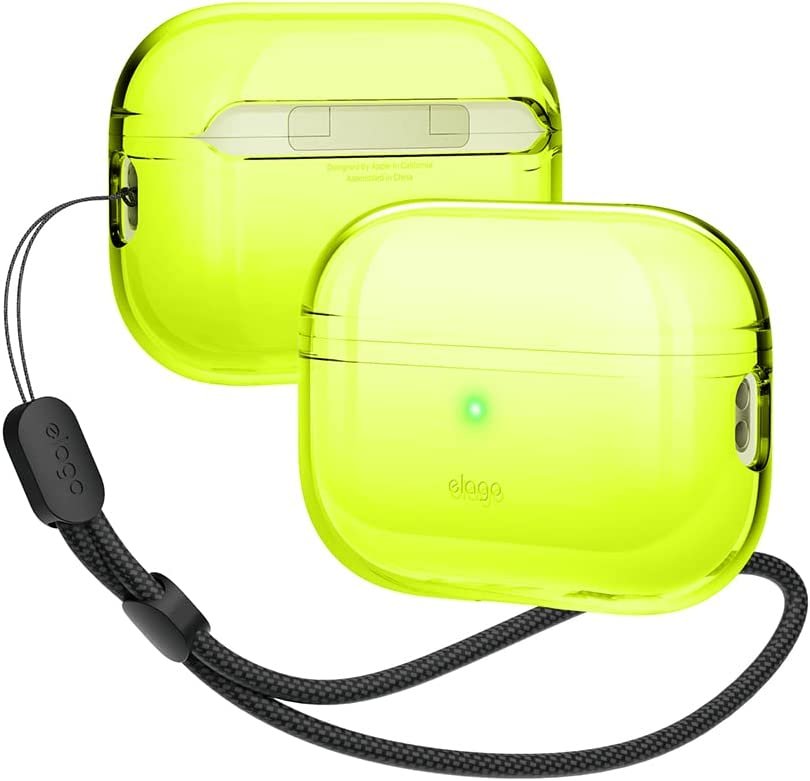 ELAGO Etui Case Przezroczyste z smyczką na AirPods Pro 2,Neon Yellow