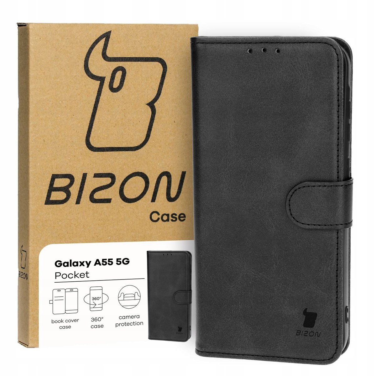 Etui Bizon Case Pocket do Galaxy A55 5G, czarne