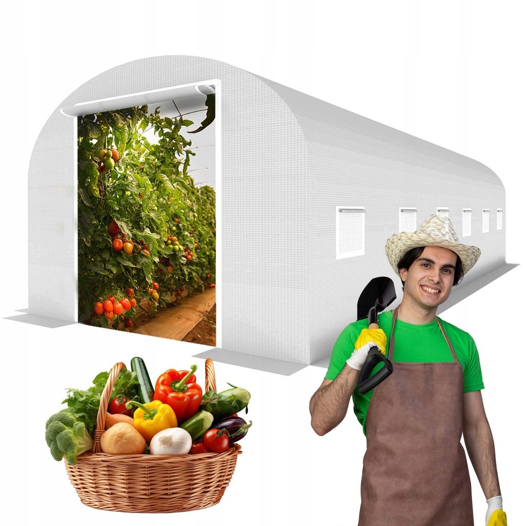 DUŻY TUNEL FOLIOWY OGRODOWY 6x3 SZKLARNIA WARZYWA NAMIOT XXL 18m2 BIAŁY UV4
