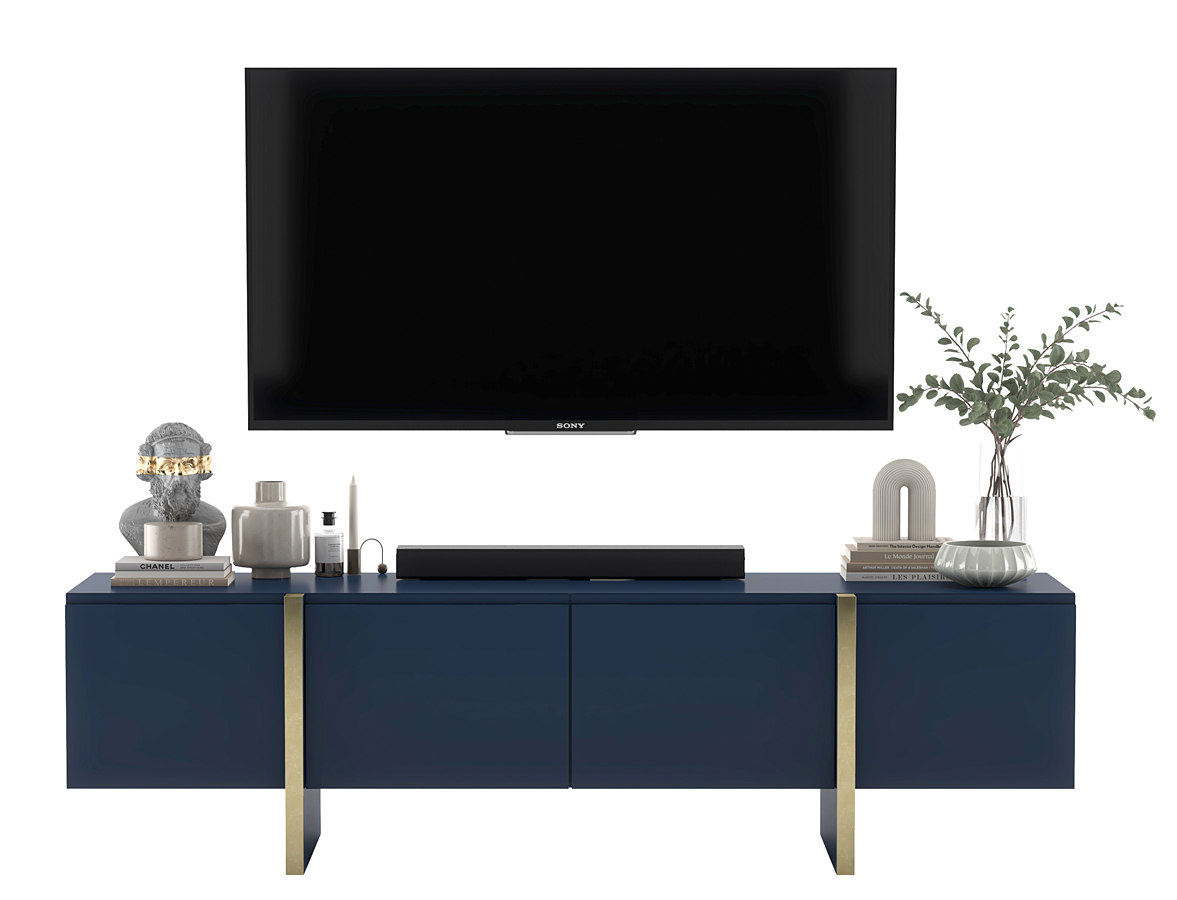 Granatowa długa szafka rtv Z8-H36