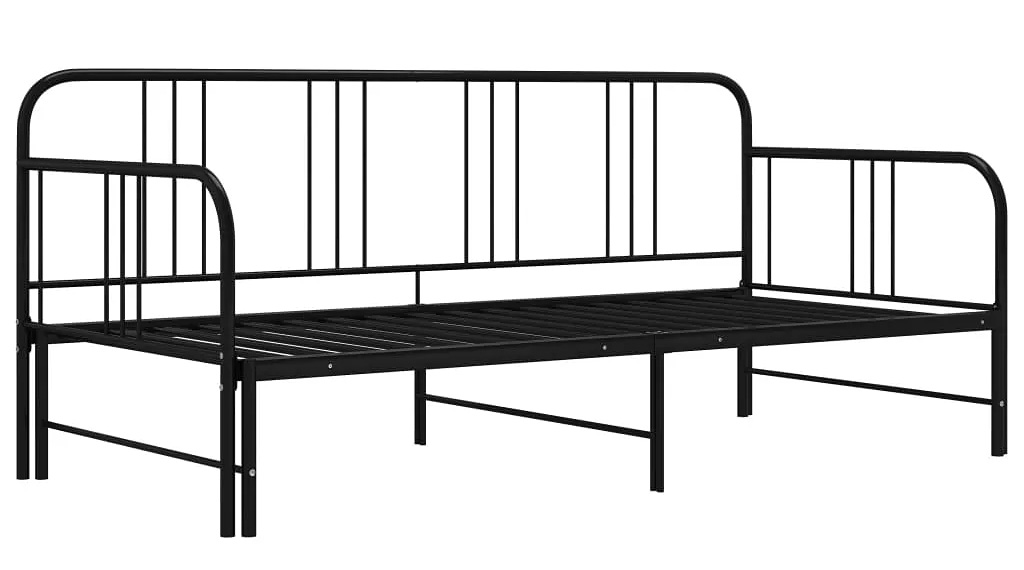 Czarne Metalowe Łóżko Rozkładane 90X200 Cm Hamza 3X