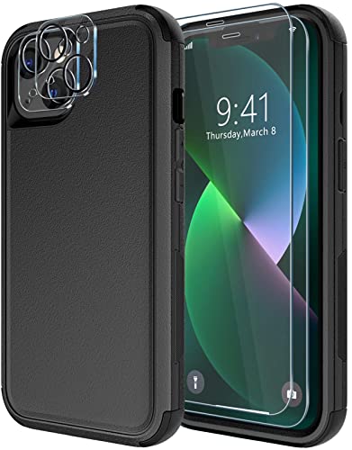 Diverbox Etui na telefon iPhone 13 [odporne na wstrząsy] [odporne na upadki] [osłona ekranu ze szkła hartowanego + osłona obiektywu aparatu], wytrzymała obudowa ochronna na telefon Apple iPhone 13