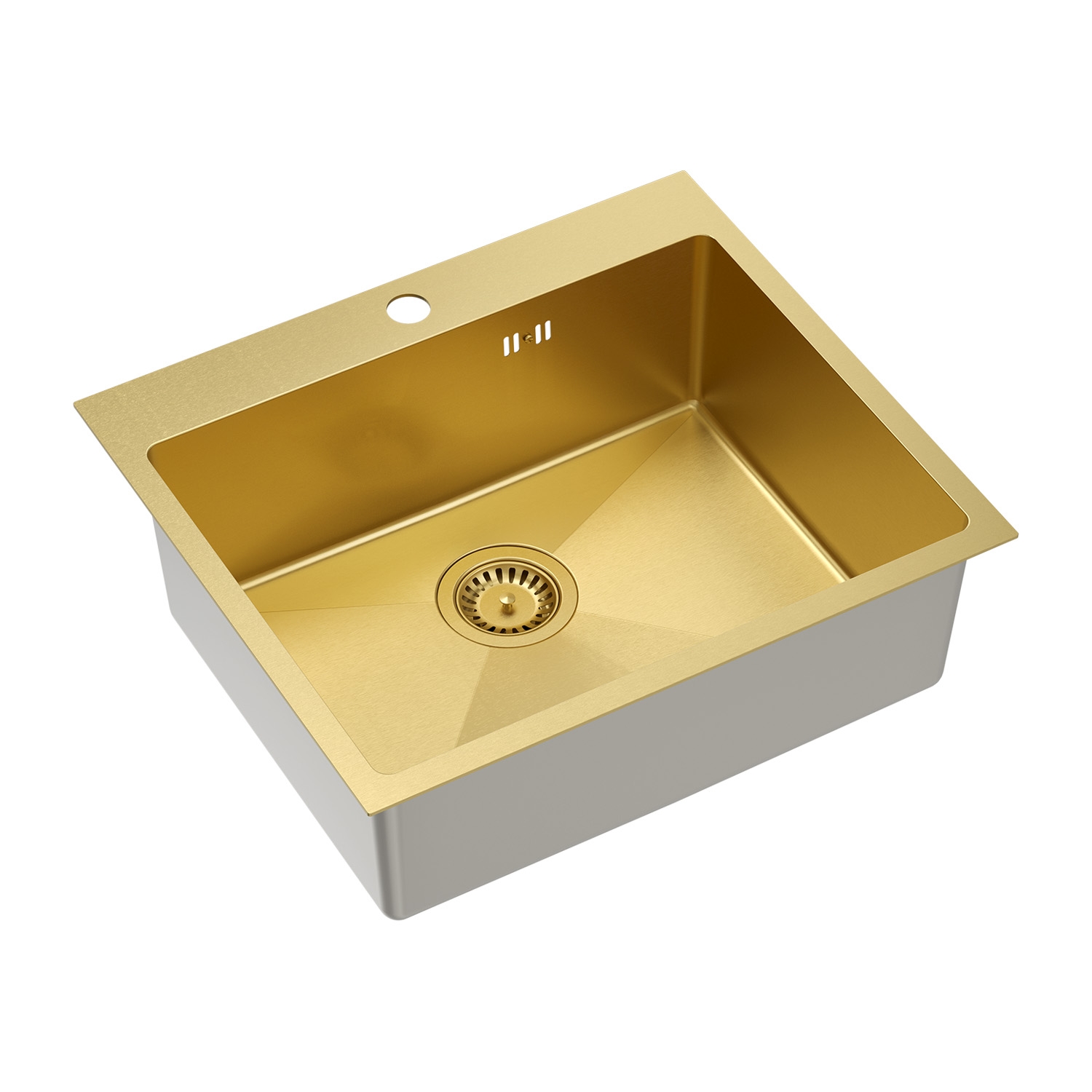 Zlewozmywak stalowy Root Chef Moon Box, 55 x 48 x 20 cm, z syfonem, złoty