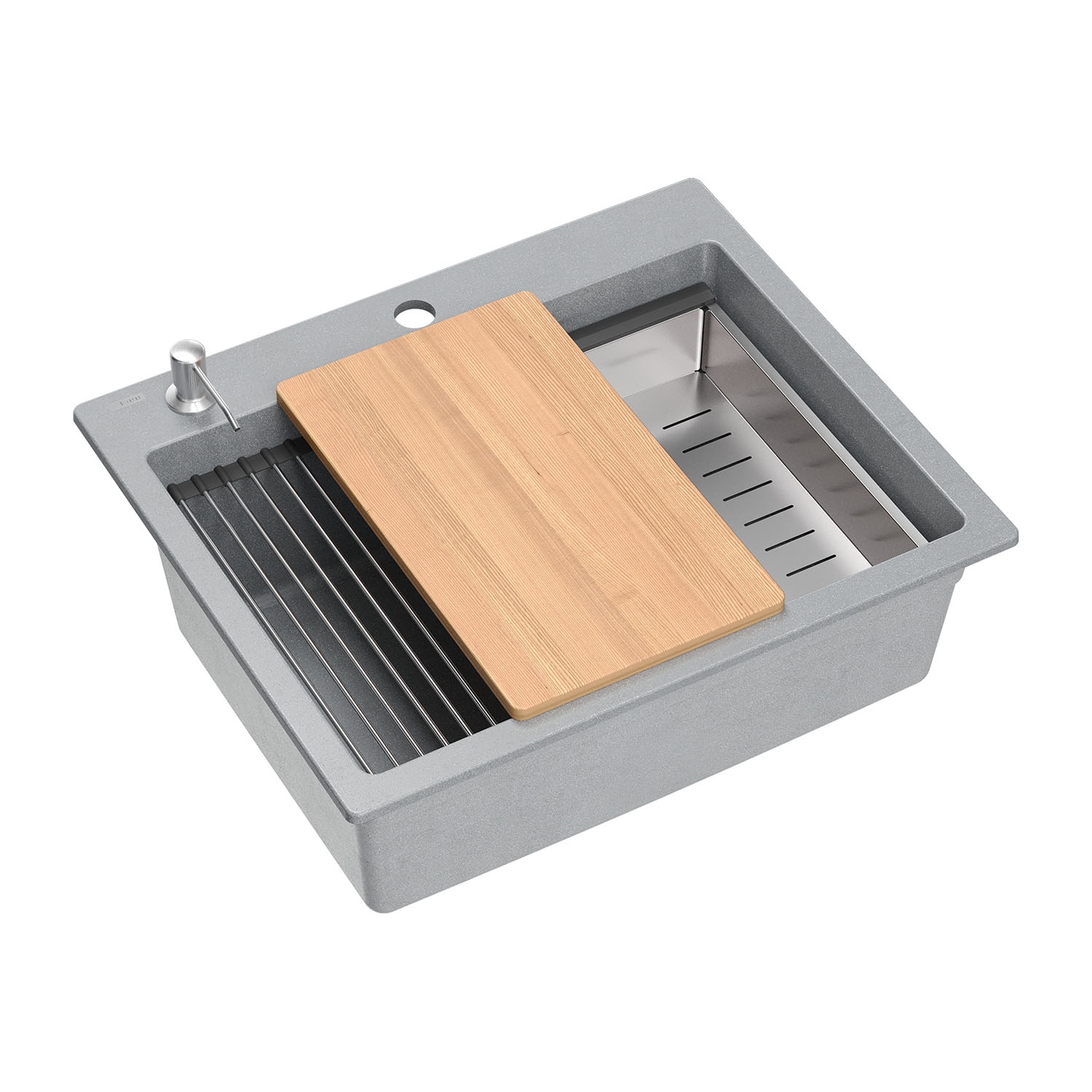 Zlewozmywak Root Chef Multi, 59,5 x 50 x 21,5 cm, z akcesoriami, szary
