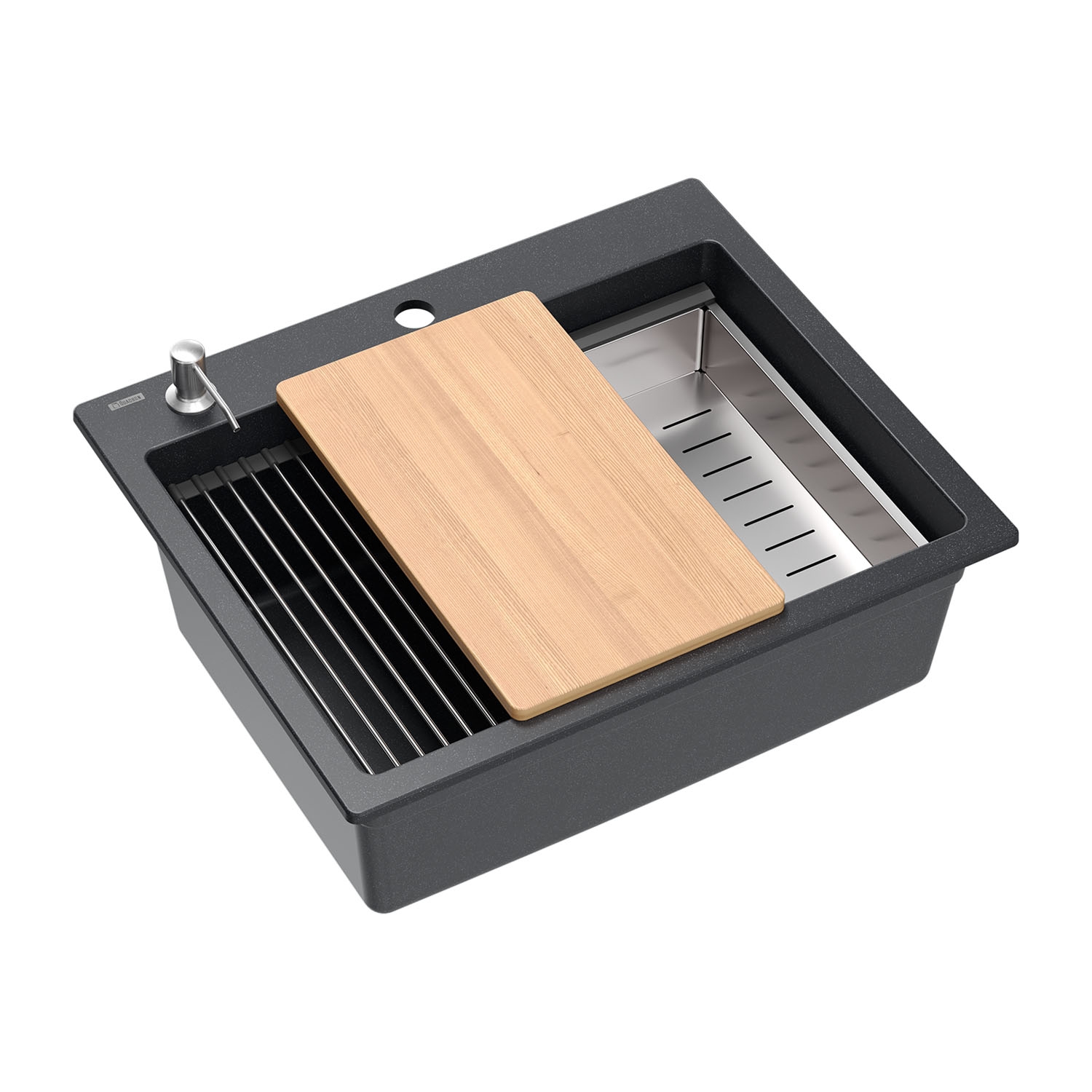 Zlewozmywak Root Chef Multi, 59,5 x 50 x 21,5 cm, z akcesoriami, czarny