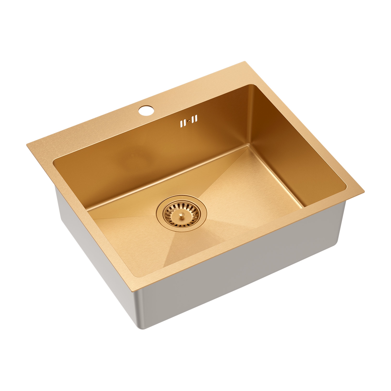 Zlewozmywak stalowy Root Chef Moon Box, 55 x 48 x 20 cm, z syfonem, miedziany