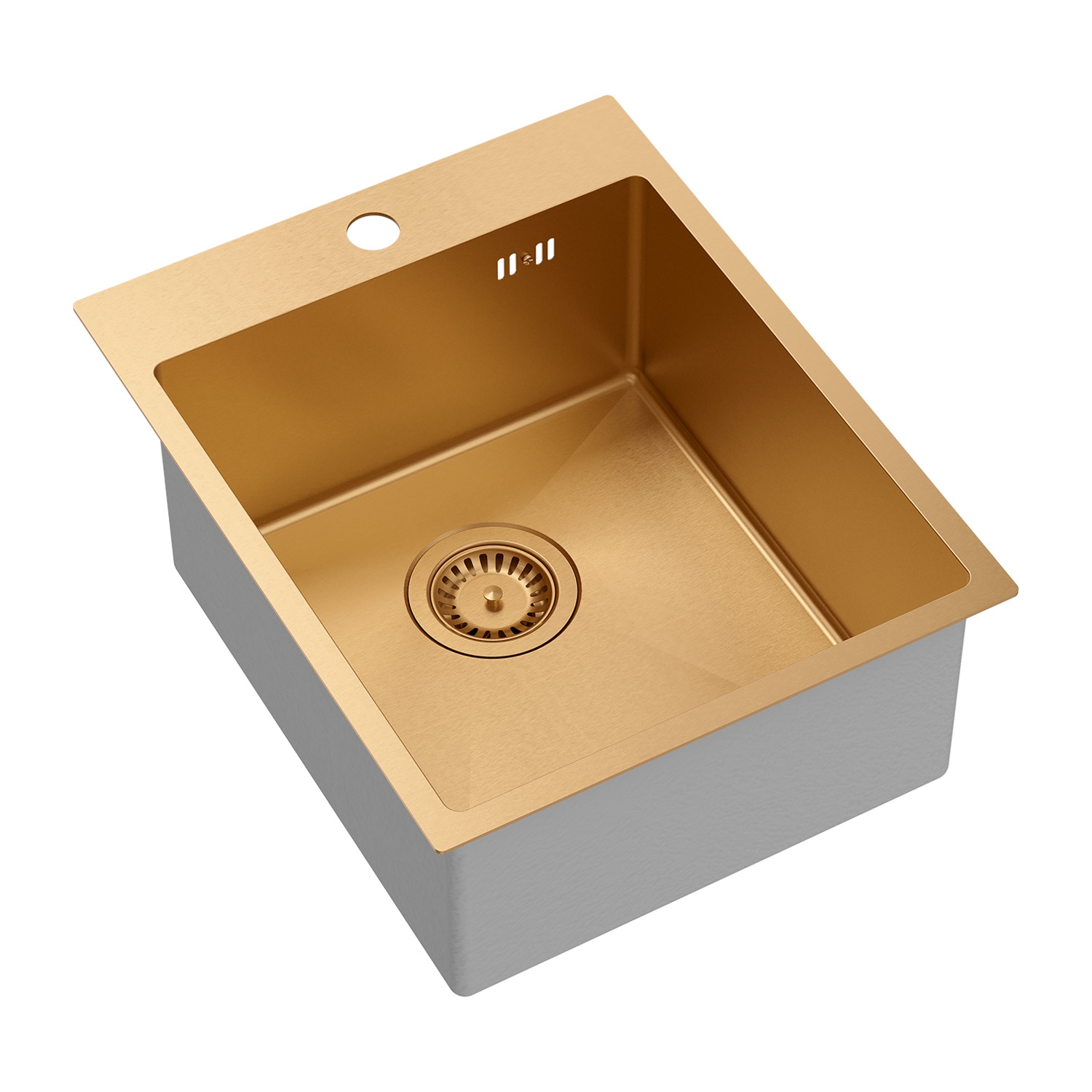 Zlewozmywak stalowy Root Chef Moon Box, 40 x 50 x 20 cm, z syfonem, miedziany