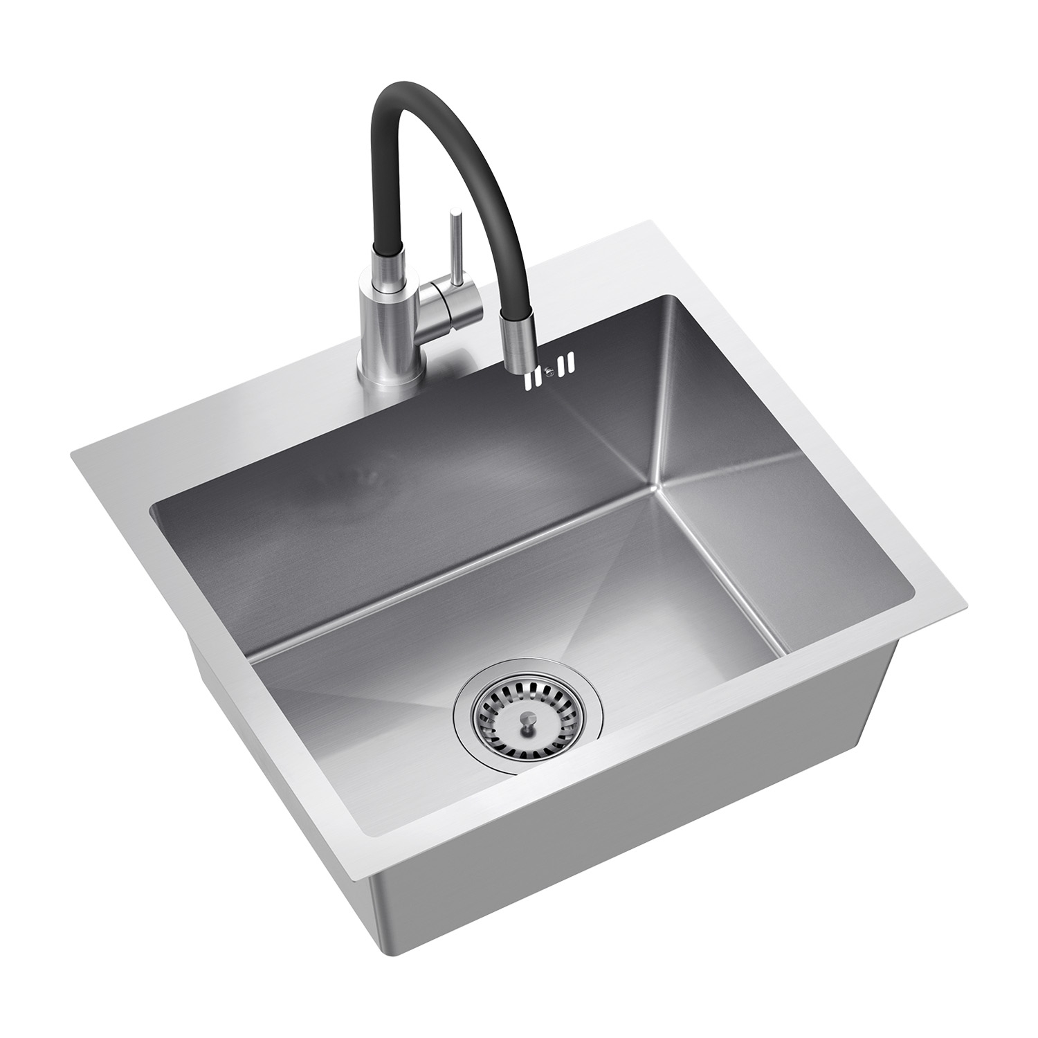 Zlewozmywak stalowy Midi Gum z baterią, stal nierdzewna, 500 x 450 x 200 mm