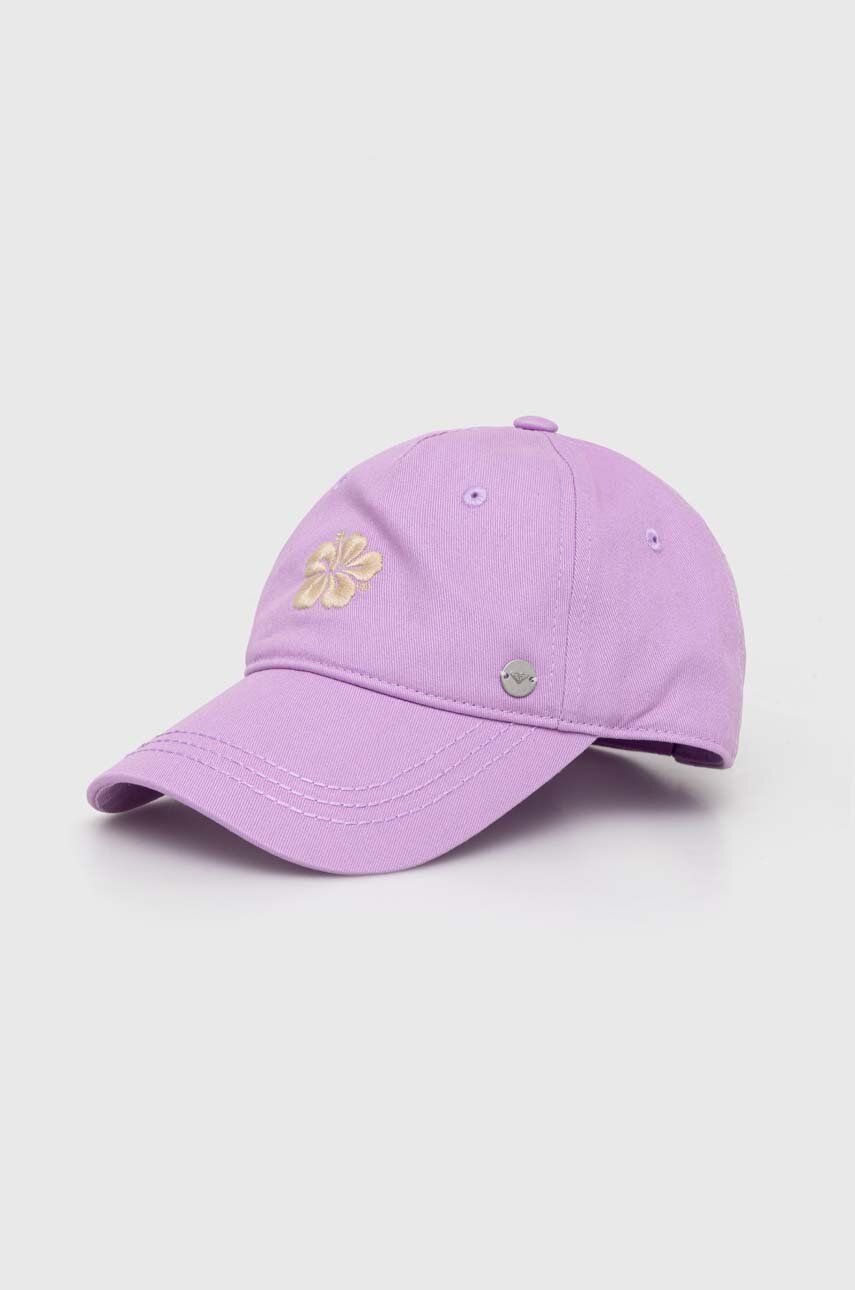 Roxy czapka z daszkiem bawełniana kolor fioletowy wzorzysta