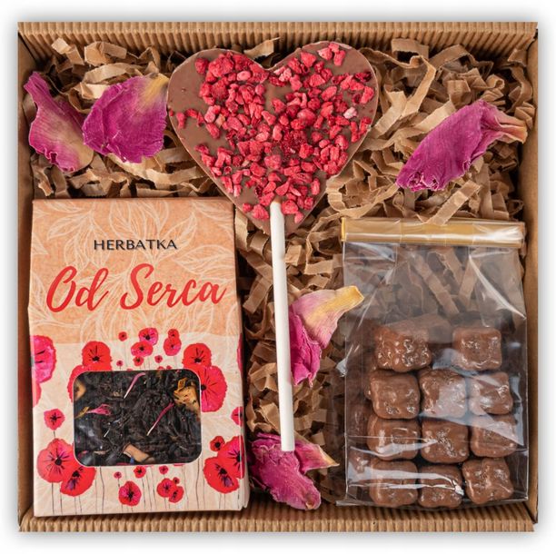 Zestaw prezentowy na DZIEŃ KOBIET walentynki herbata czekolada słodycze box