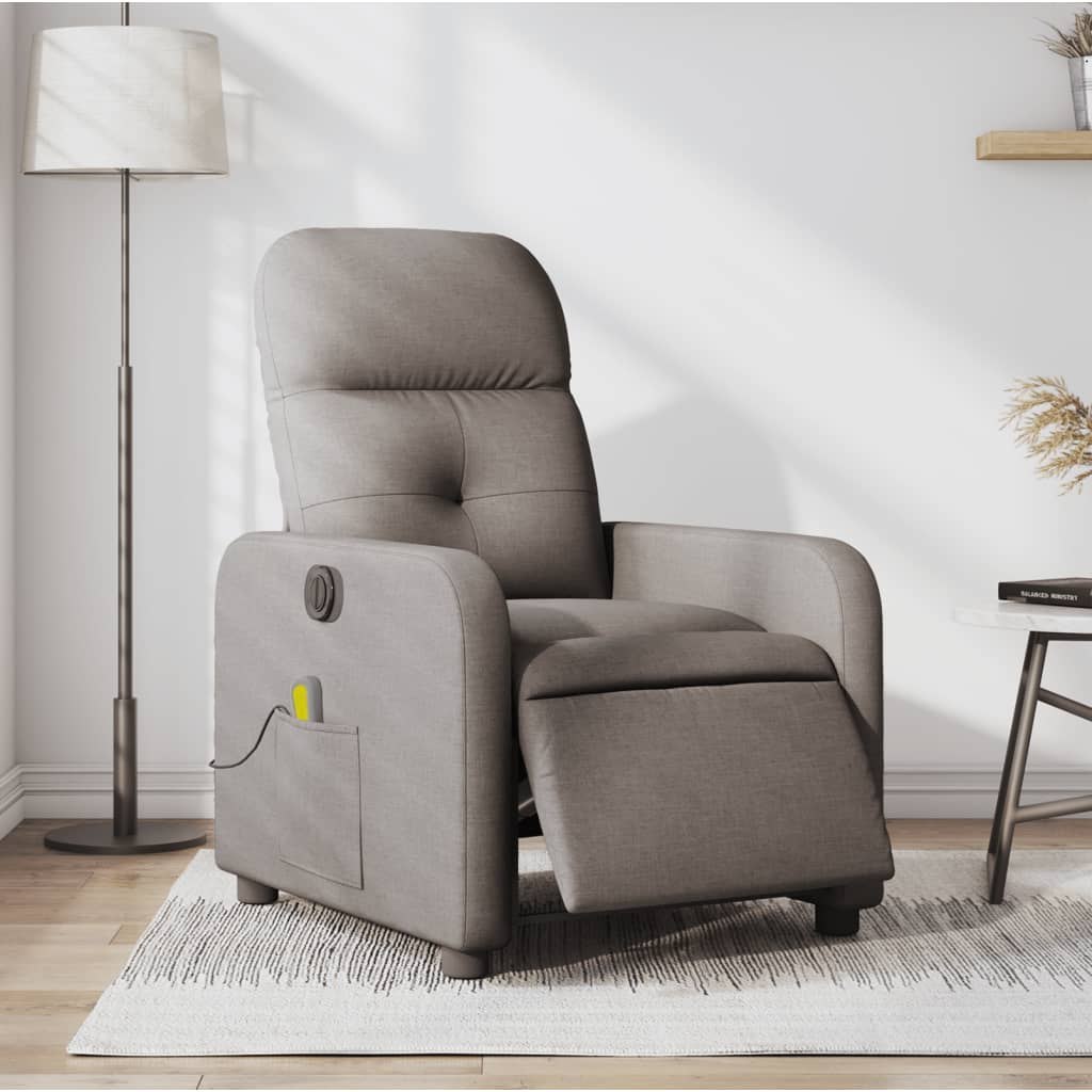 Zdjęcia - Sofa VidaXL Rozkładany fotel masujący, elektryczny, kolor taupe, tkanina Lumarko! 