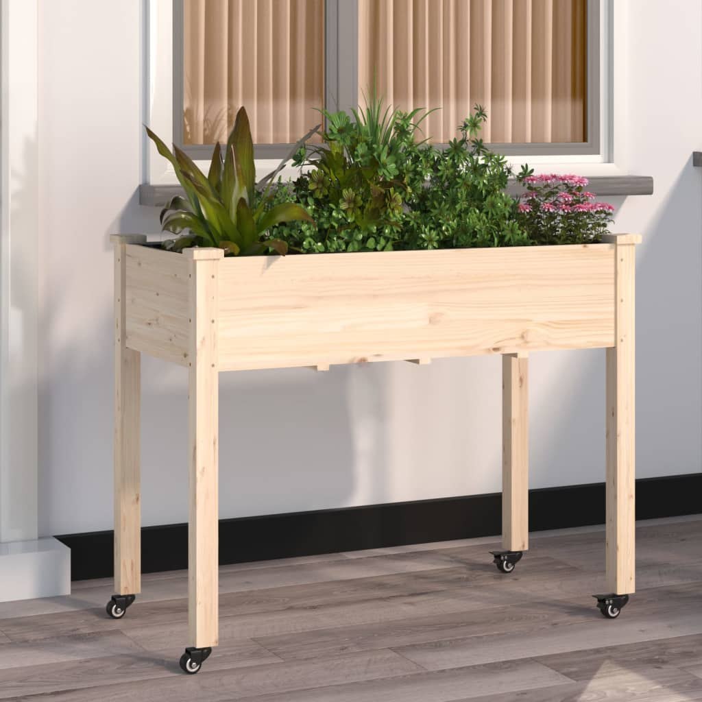 Donica na kółkach, z wyściółką, 118x59x80 cm, drewno jodłowe Lumarko!