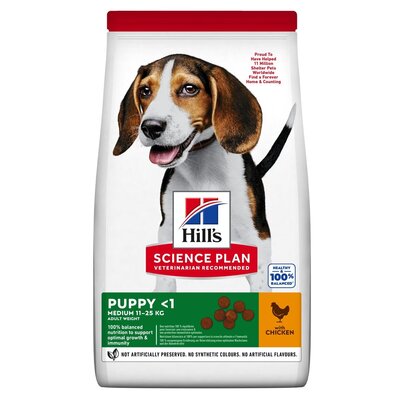 Hills Science Plan Duże opakowanie Science Plan + karma mokra 6 x 370g gratis! Puppy Healthy Development Medium kurczak 14 kg + 6 x 370 g Puppy 
