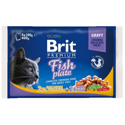 Brit Premium Cat Adult Fish Plate Saszetki 4X100G