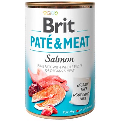 Brit Pate & Meat Dog Salmon ŁOSOŚ 400g  od 95zł +DO 3% ZWROTU W PROGRAMIE LOJALNOŚCIOWYM PATE-400-SALMON