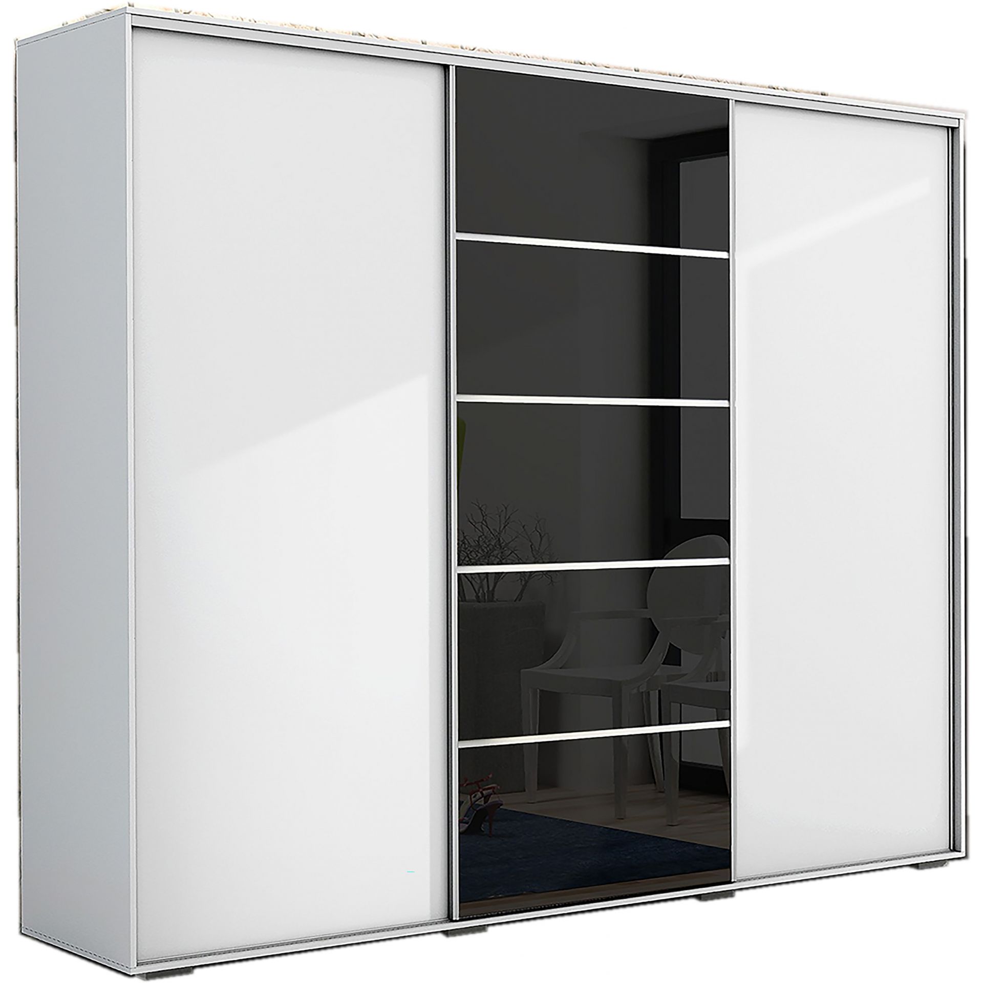 Szafa Przesuwna 250 A28 Skąpski Meble Biały, Craft Złoty, 215 Cm, Czarny