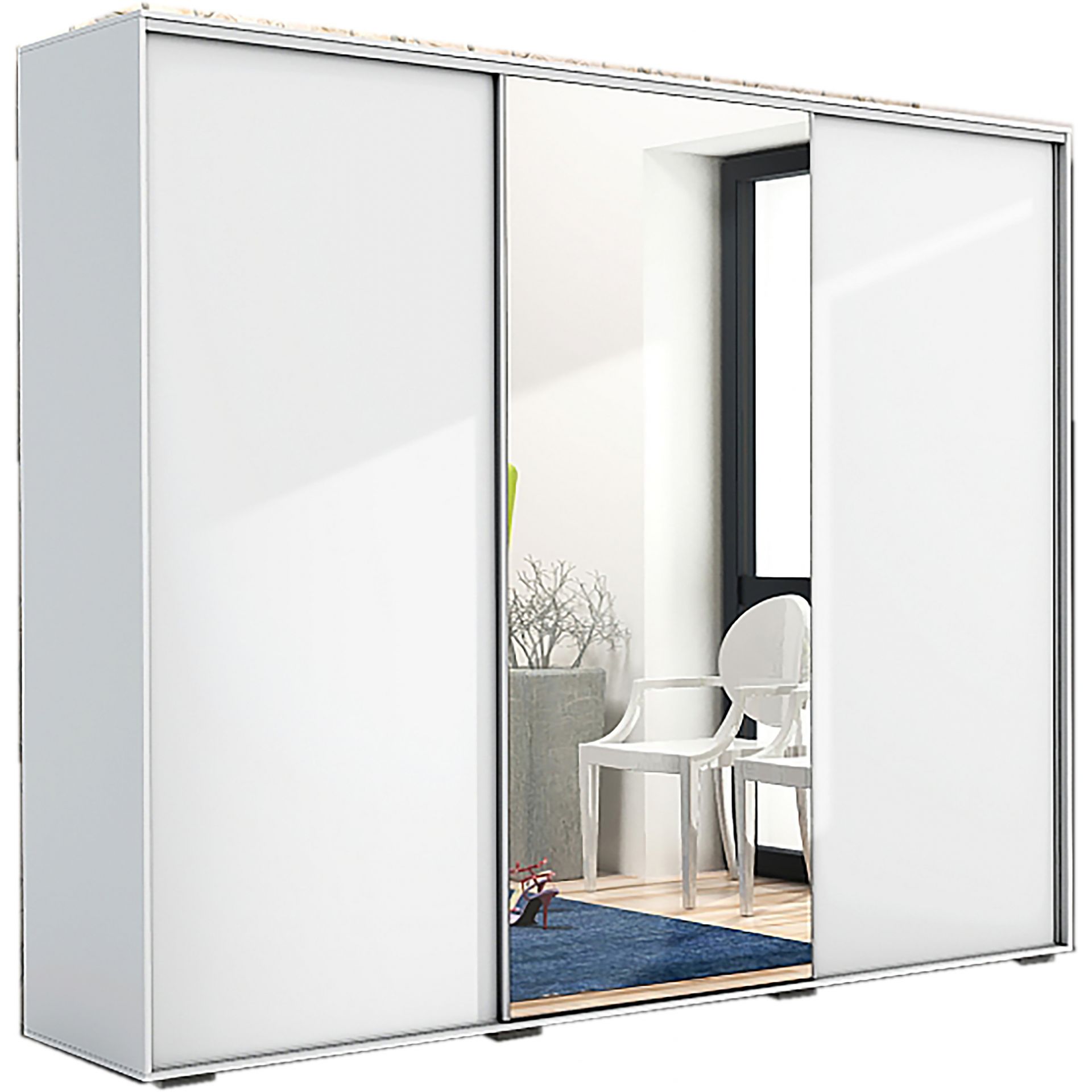 Szafa Przesuwna 278 z Lustrem A25 Skąpski Meble Craft Złoty, Biały, 215 cm