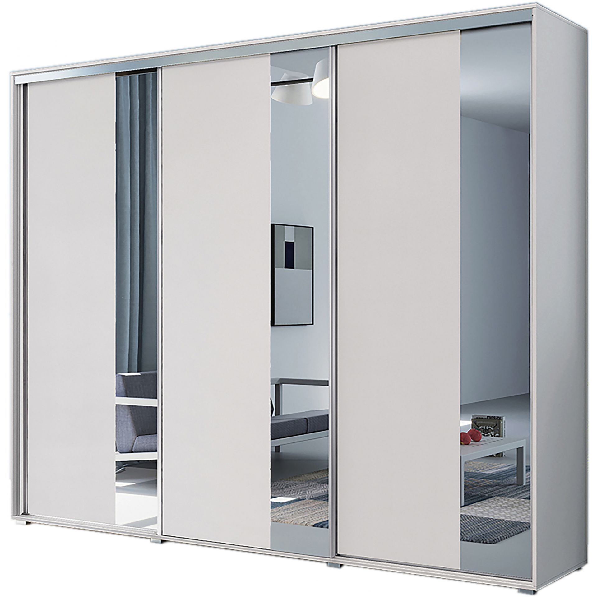 Szafa Przesuwna 278 z Lustrem A29 Skąpski Meble Craft Złoty, Biały, 215 cm