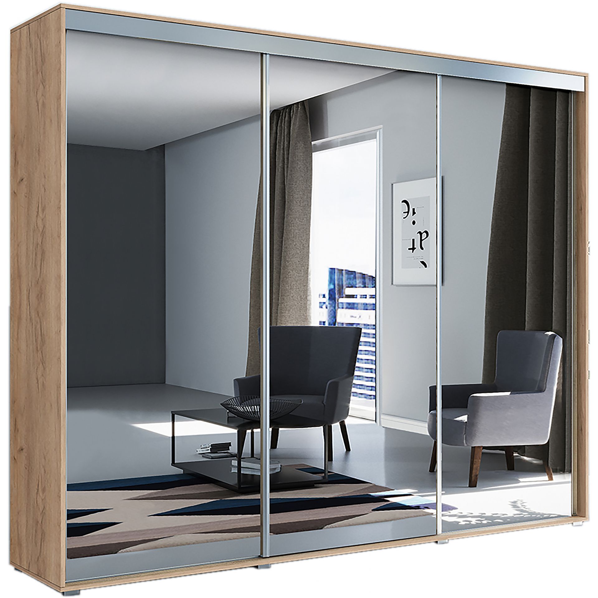 Szafa Przesuwna 278 z Lustrem A31 Skąpski Meble Craft Złoty, Biały, 215 cm