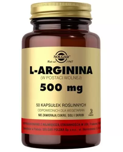 SOLGAR L-Arginina 500 mg 50 kapsułek