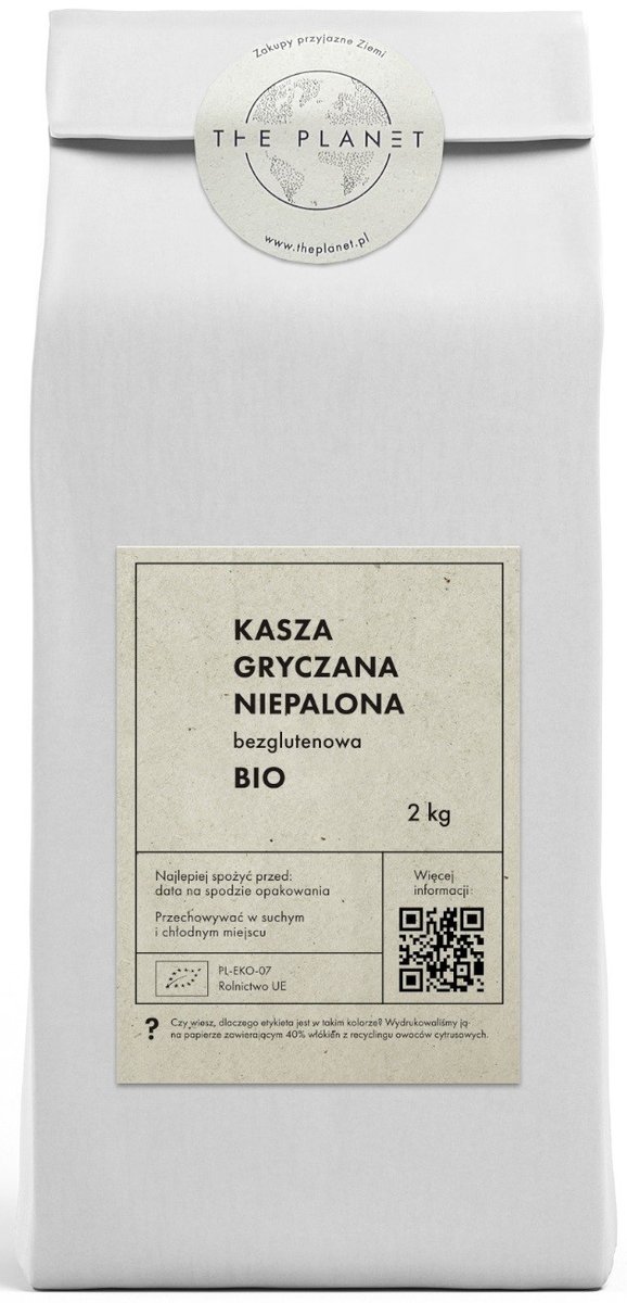 KASZA GRYCZANA NIEPALONA BEZGLUTENOWA BIO 2 kg - THE PLANET