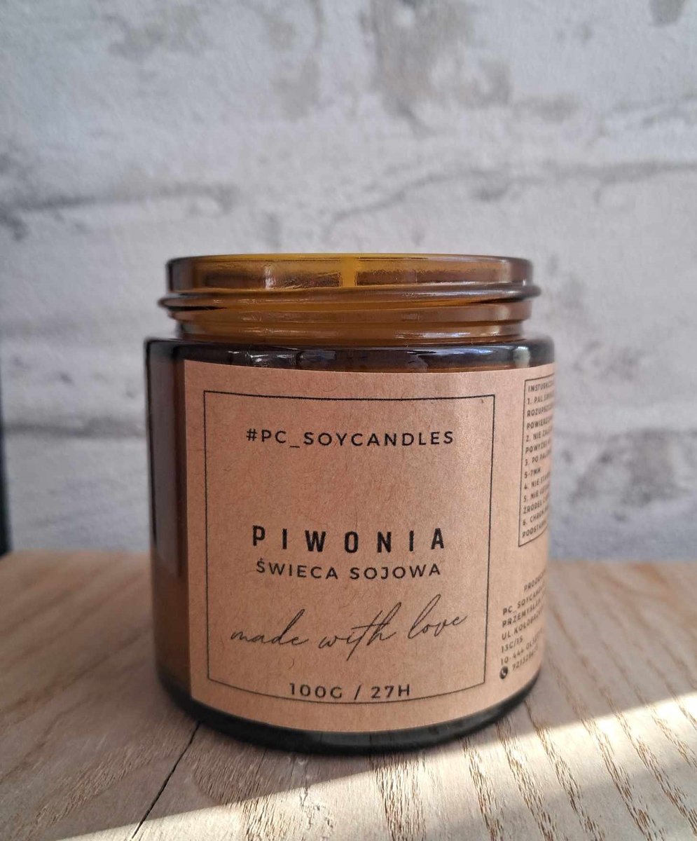 Świeca Sojowa Zapachowa Piwonia 120ml 27h