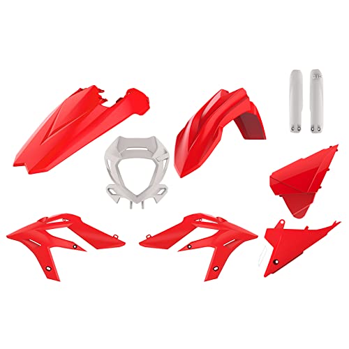 POLISPORT 91059 - Zestaw plastikowych replik Polisport Enduro dla tych, którzy szukają jakości OEM do motocykli BETA w kolorze czerwonym/białym