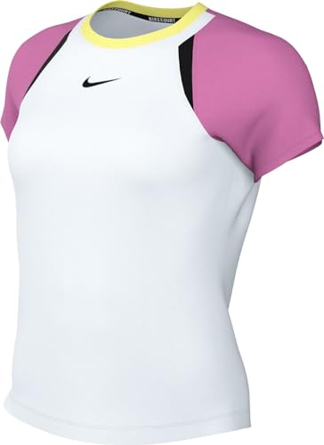 Nike Damskie W Nkct Df Advtg Ss Top, White/Playful Pink/Black/Black, FV0261-100, S