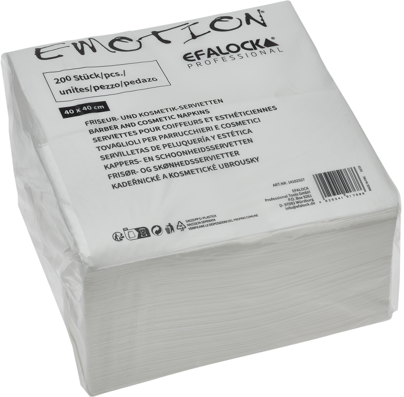 Efalock Emotion, białe serwetki do salonu fryzjerskiego, 40x40cm, 400 sztuk
