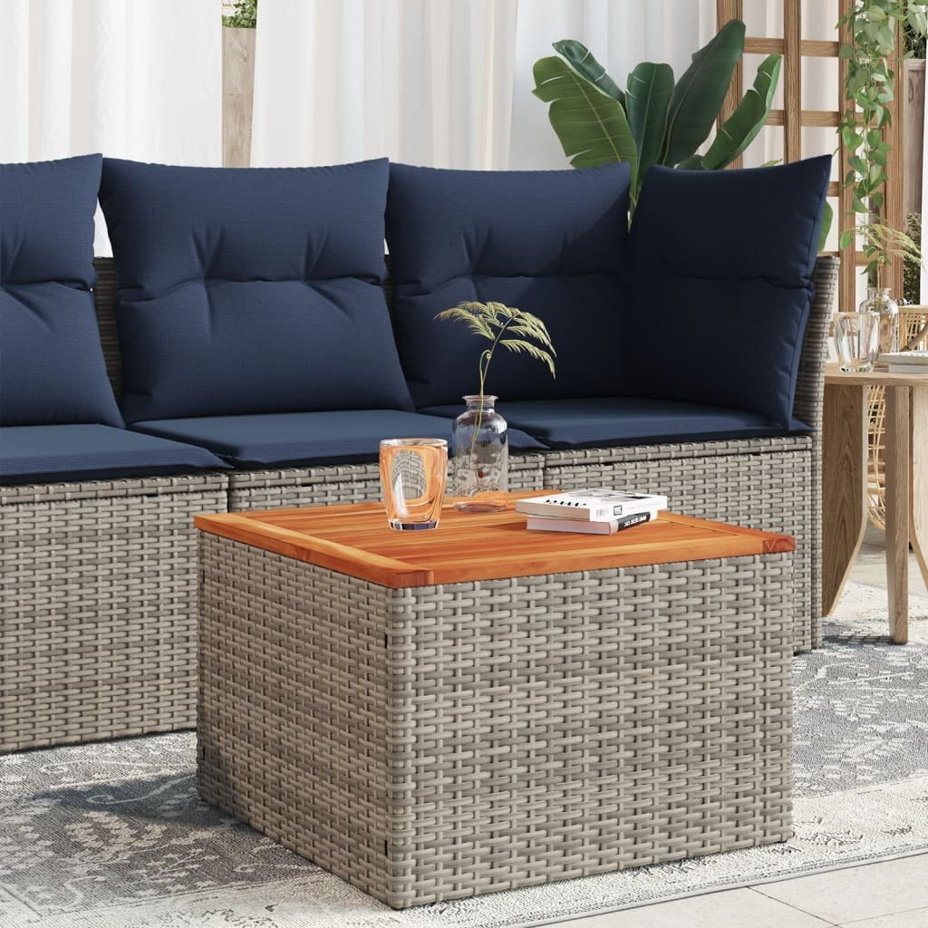 Stół ogrodowy, szary, 55x55x37 cm, rattan PE i drewno akacjowe Lumarko!