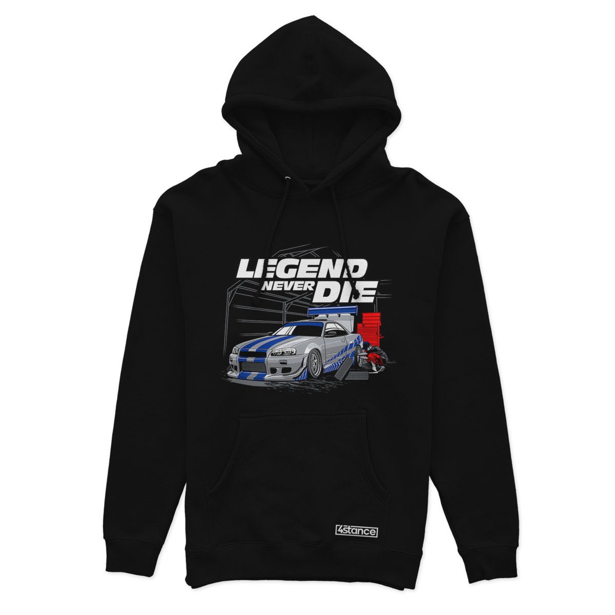 Czarna bluza z kapturem LEGEND NEVER DIE-S