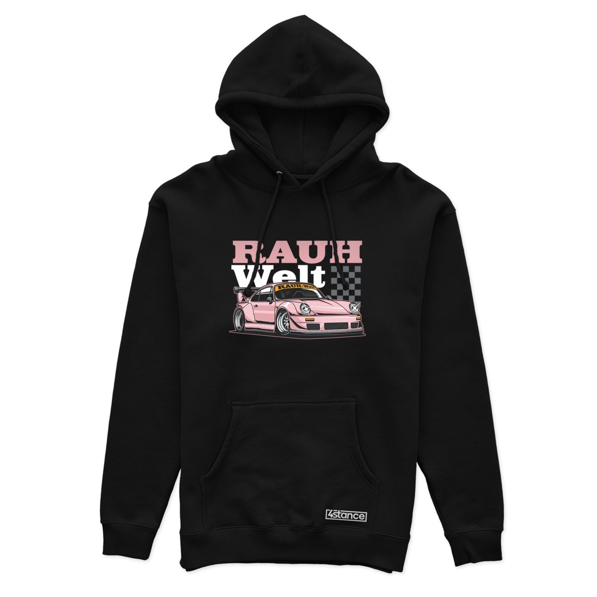Czarna bluza z kapturem PORSCHE 911 RWB PINK-XXL