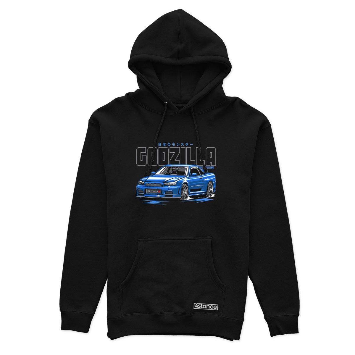 Czarna bluza z kapturem NISSAN R34 GODZILLA-S