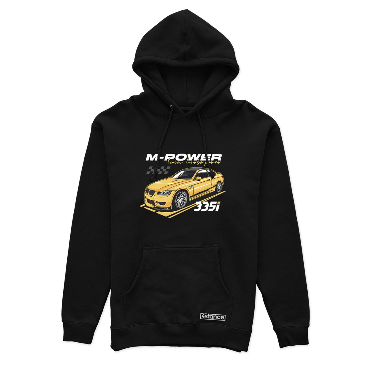 Czarna bluza z kapturem BMW E90 M3 żółta-XL