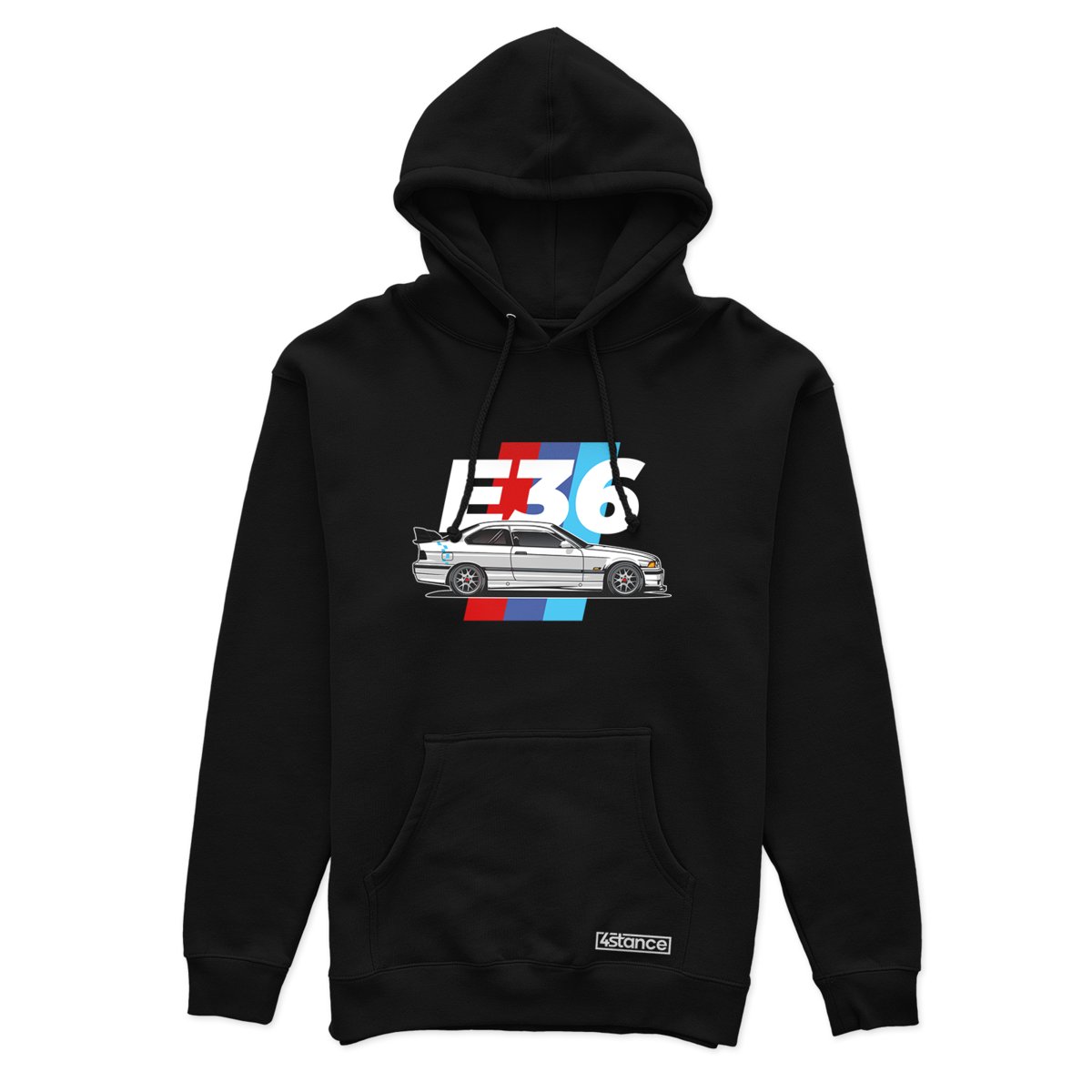 Czarna bluza z kapturem BMW E36 illustration-S