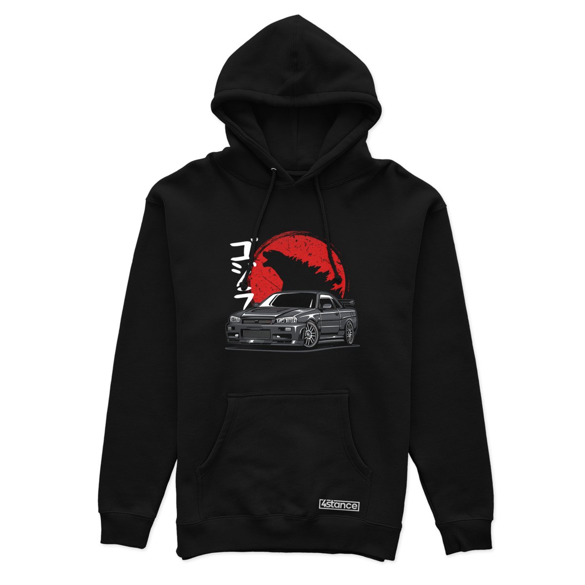 Czarna bluza z kapturem NISSAN GTR R34 GODZILLA-XL