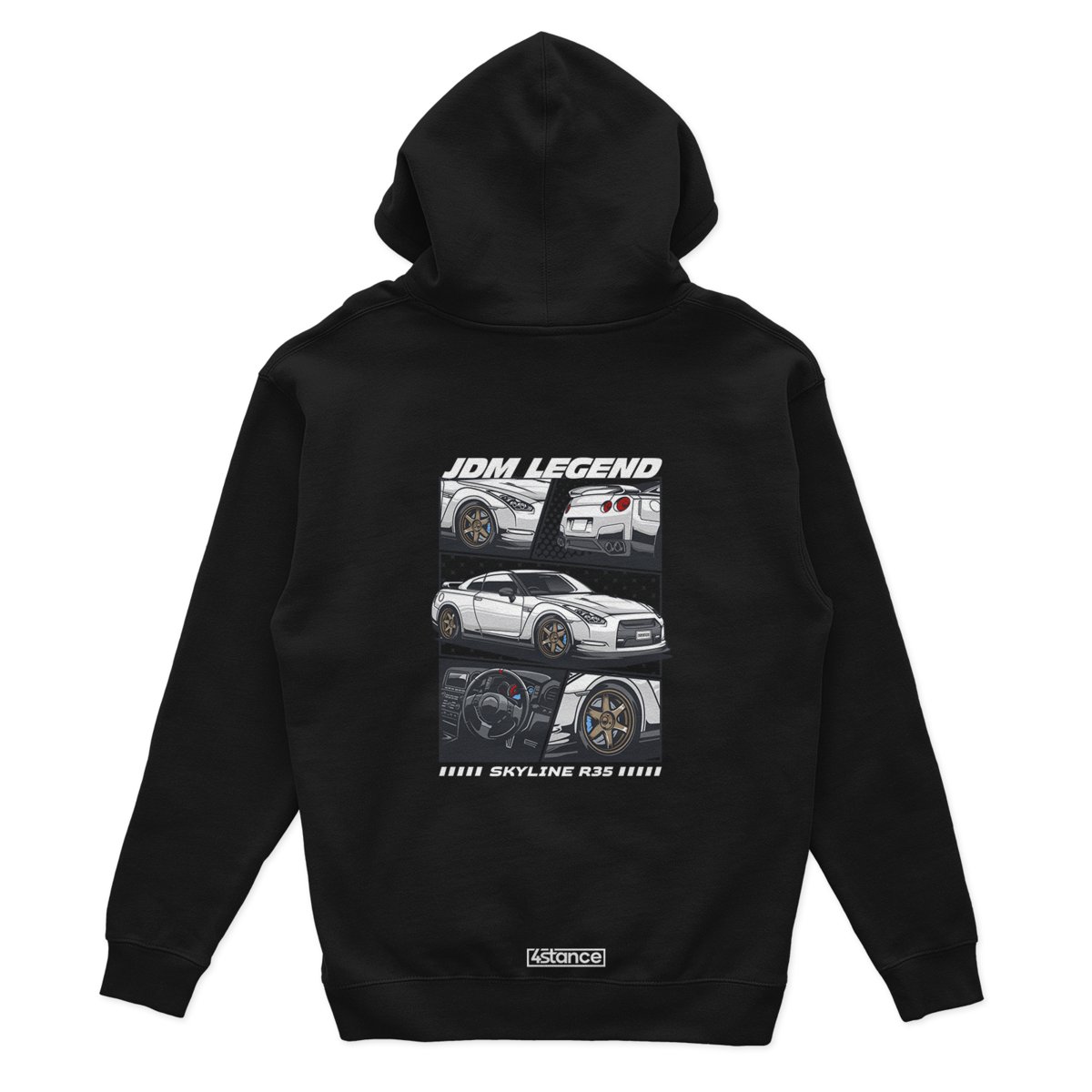Czarna bluza z kapturem NISSAN SKYLINE R35 MANGA-XS