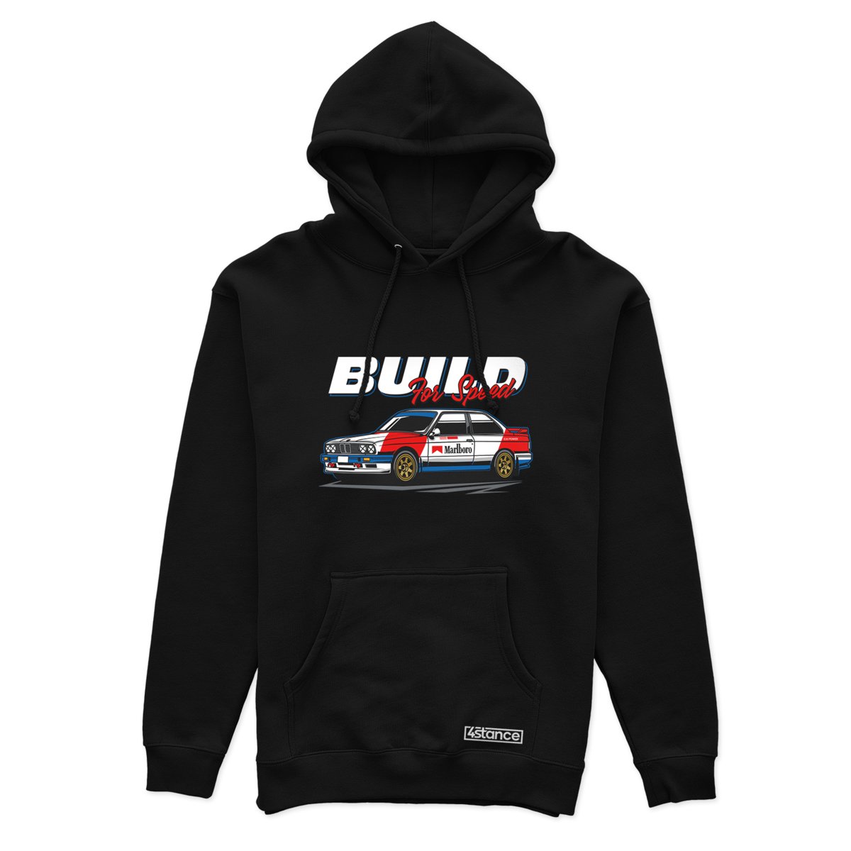 Czarna bluza z kapturem BMW E30 Marlboro-3XL
