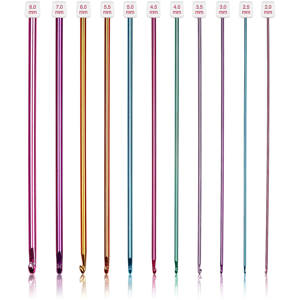 Szydełka druty tunezyjskie afgańskie 27 cm zestaw szydełek 11 szt. aluminiowe