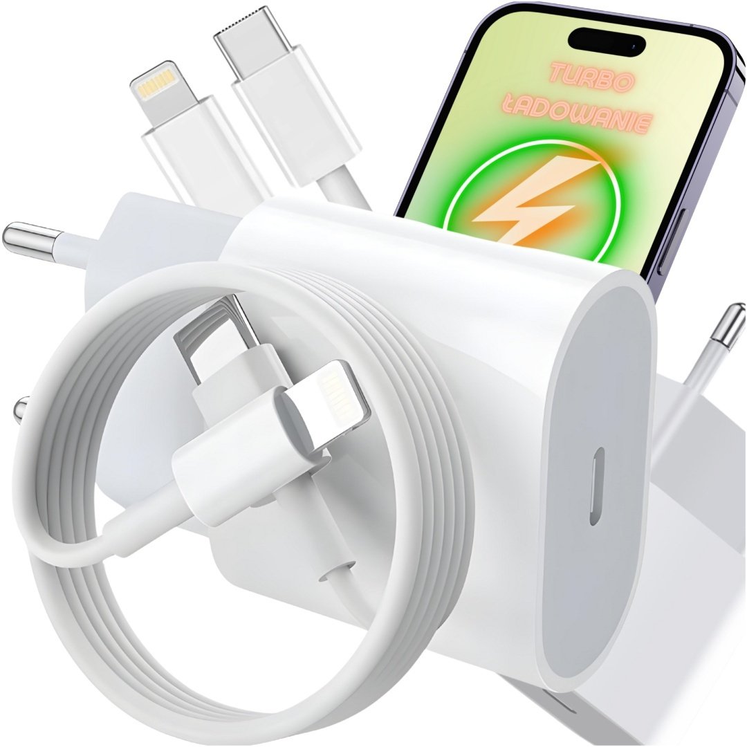 Szybka ładowarka Sieciowa do Apple iPhone + kabel Lightning Typ C 20W