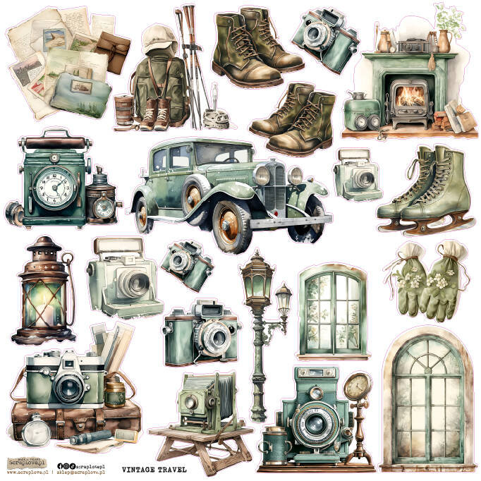 NAKLEJKI PAPIEROWE 24x24 ScrapLove Vintage Travel