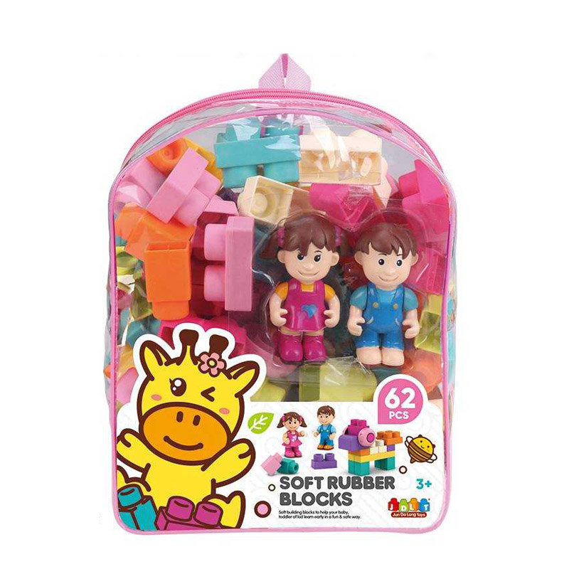 SOFT blocks: laleczki + plecak - miękkie klocki konstrukcyjne 62 elementy