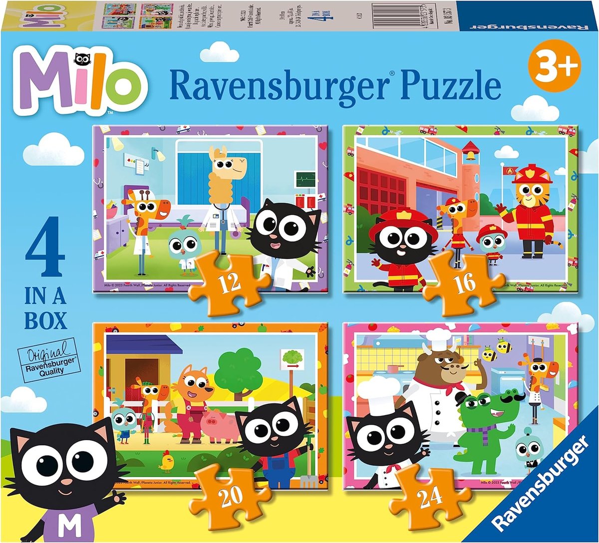 Puzzle 4 w 1 z ulubionym bohaterem Kot Milo dla dzieci 3+ wysoka jakość wyprodukowane w Czechach - szybka wysyłka