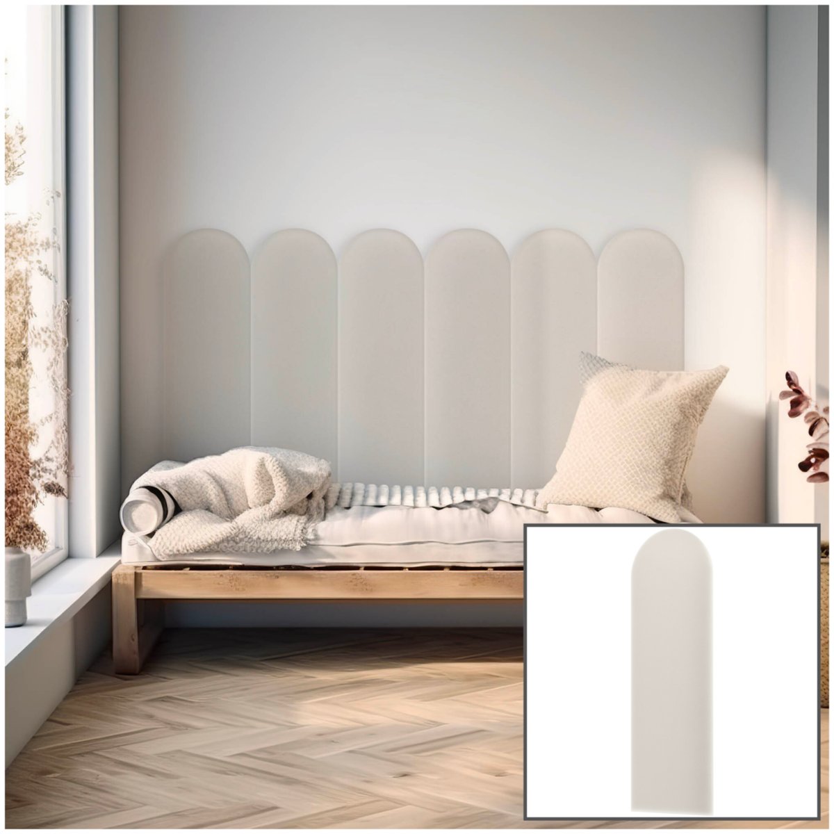 Panel Tapicerowany Ścienny Płotek Kremowy Eko Skóra Oeko-Tex 20x80 cm/Smartlife