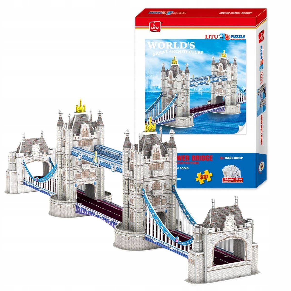 Puzzle 3D Tower London Bridge Duży Dla Dzieci i Dorosłych 78cm 118 el.