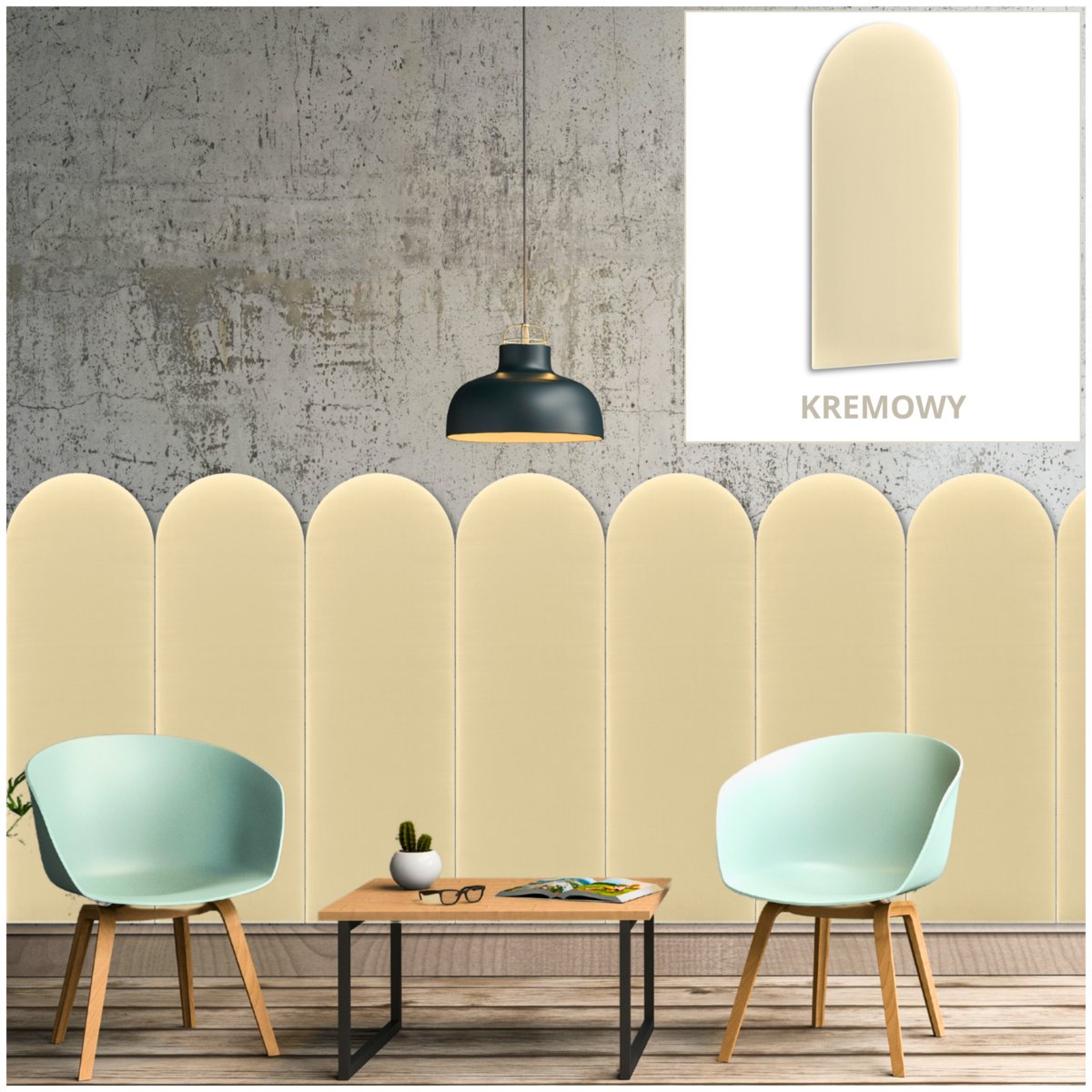 Panel Tapicerowany Ścienny Płotek 30x100 Kremowy Welur Oeko-Tex / Smartlife24pl