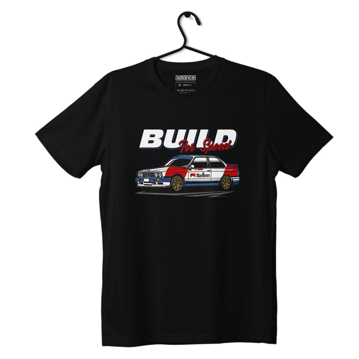 Czarny T-shirt koszulka BMW E30 Marlboro-4XL