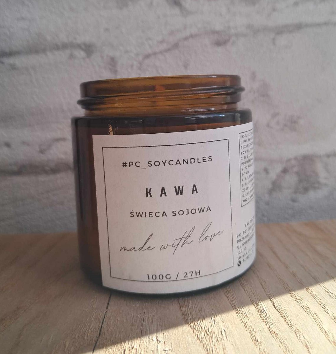 Świeca Sojowa Zapachowa Kawa 120ml 27h Drewniany Knot